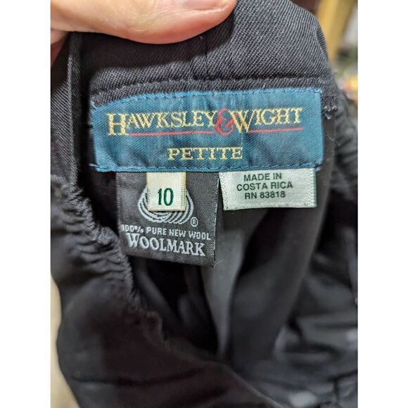 Hawksley & Wight Women's Black Solid Pure Wool Petite Dress Pants Size 10 - Picture 2 of 5